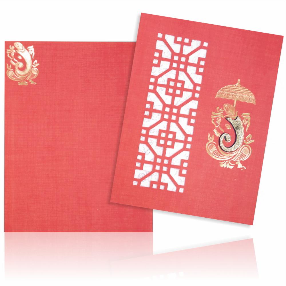Red Jumbo Metallic Die Cut Card-KNK50193