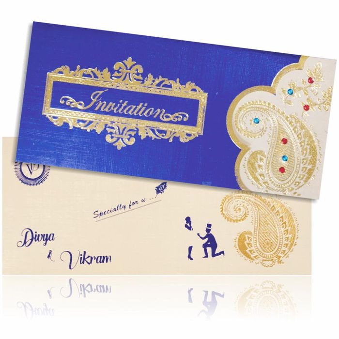 Beautiful Blue Shading Personal Wedding Card - KNKSP716-King of Cards