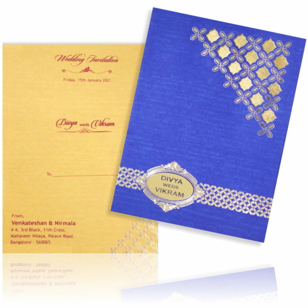 Gold And Blue Padding Invitation Card-Knpc9517b