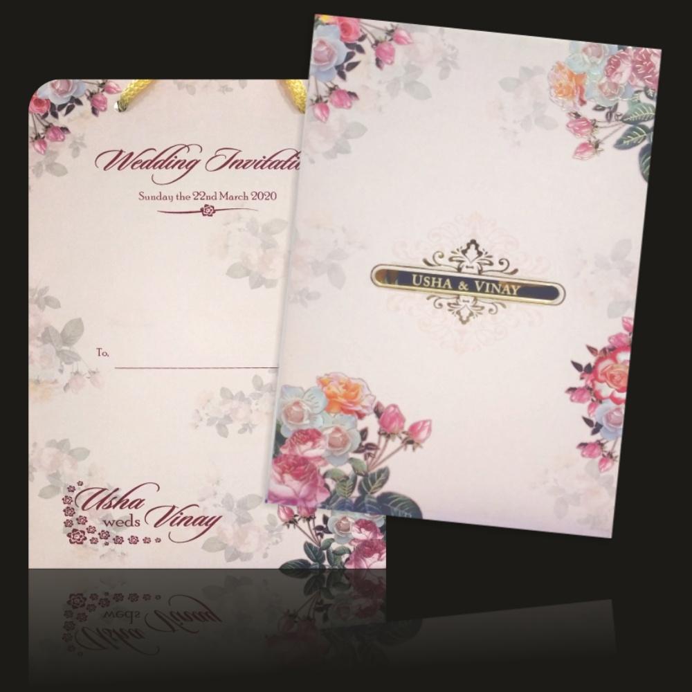 Pink Pastel Padded Floral Design With Name Plate-KNPO4501P