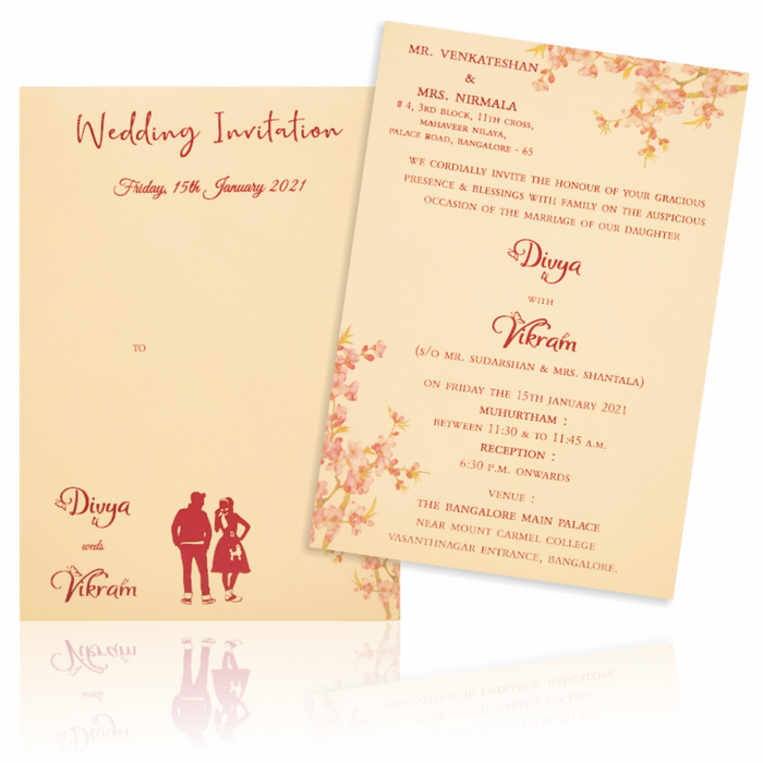 Pink Single Sheet Invitation Card With Pink Cover Non-KNS050GD-King of Cards