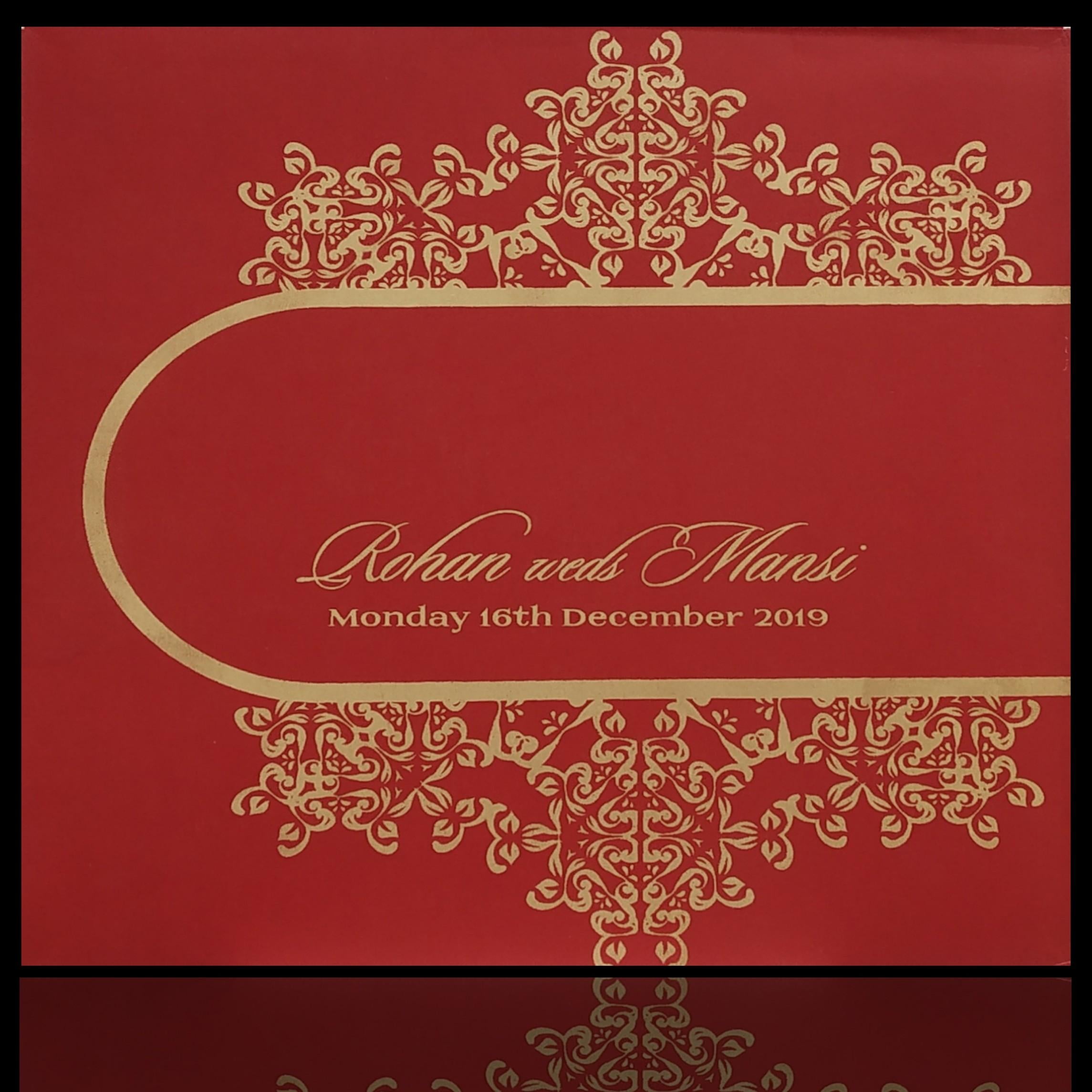 White Gold Embellished Floral Wedding Card-KPR06560