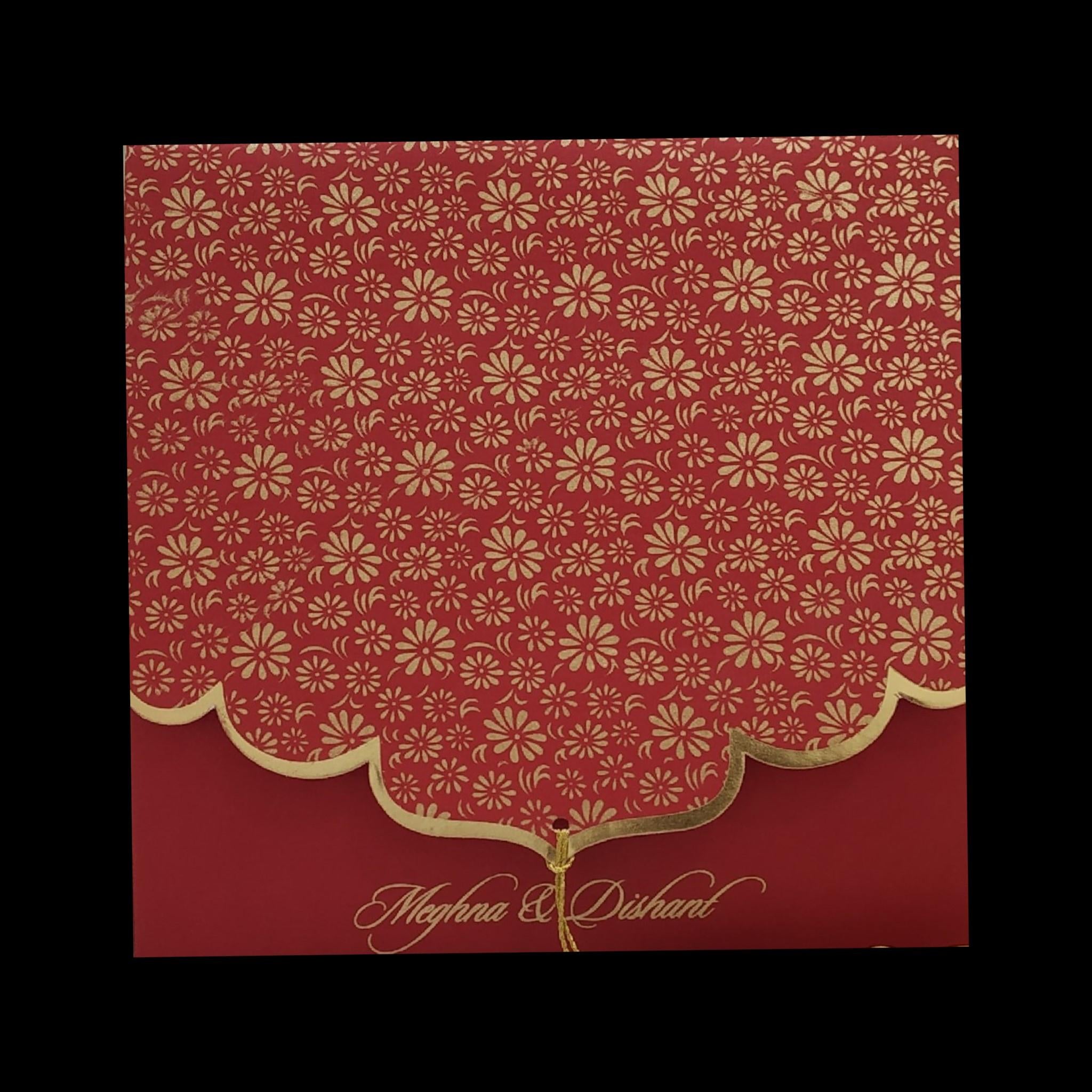 White Gold Foil Embossed Floral Wedding Invitation Card-KPR06610