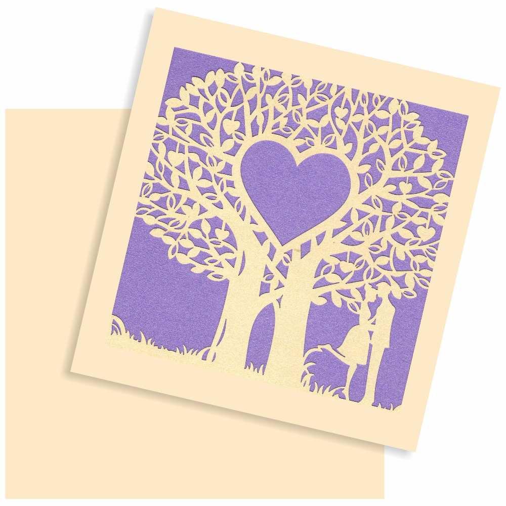 Sentimental theme with laser cut violet color wedding card Invitation Card - KRM06240