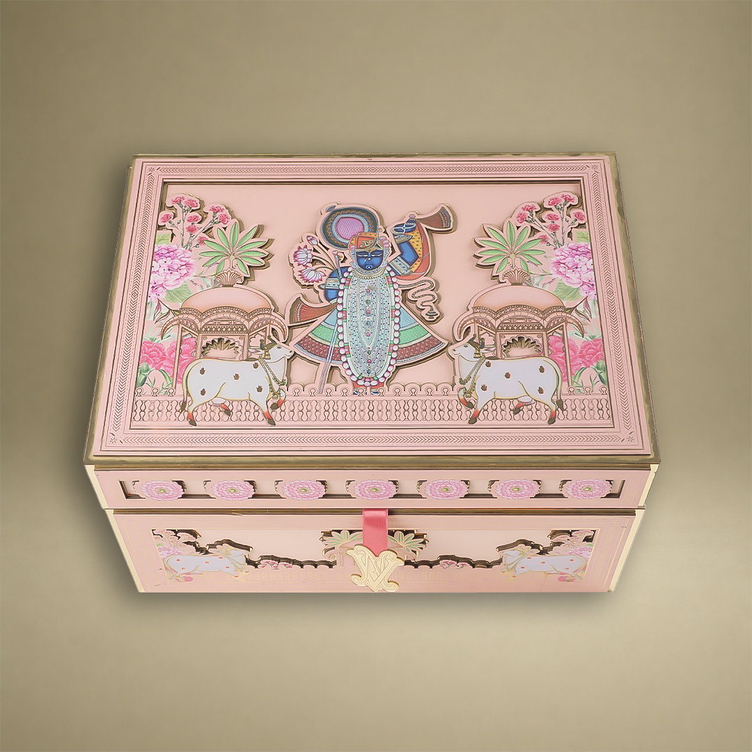 Pink Premium Shreenathji Luxury Invitation Box - KNLW20241