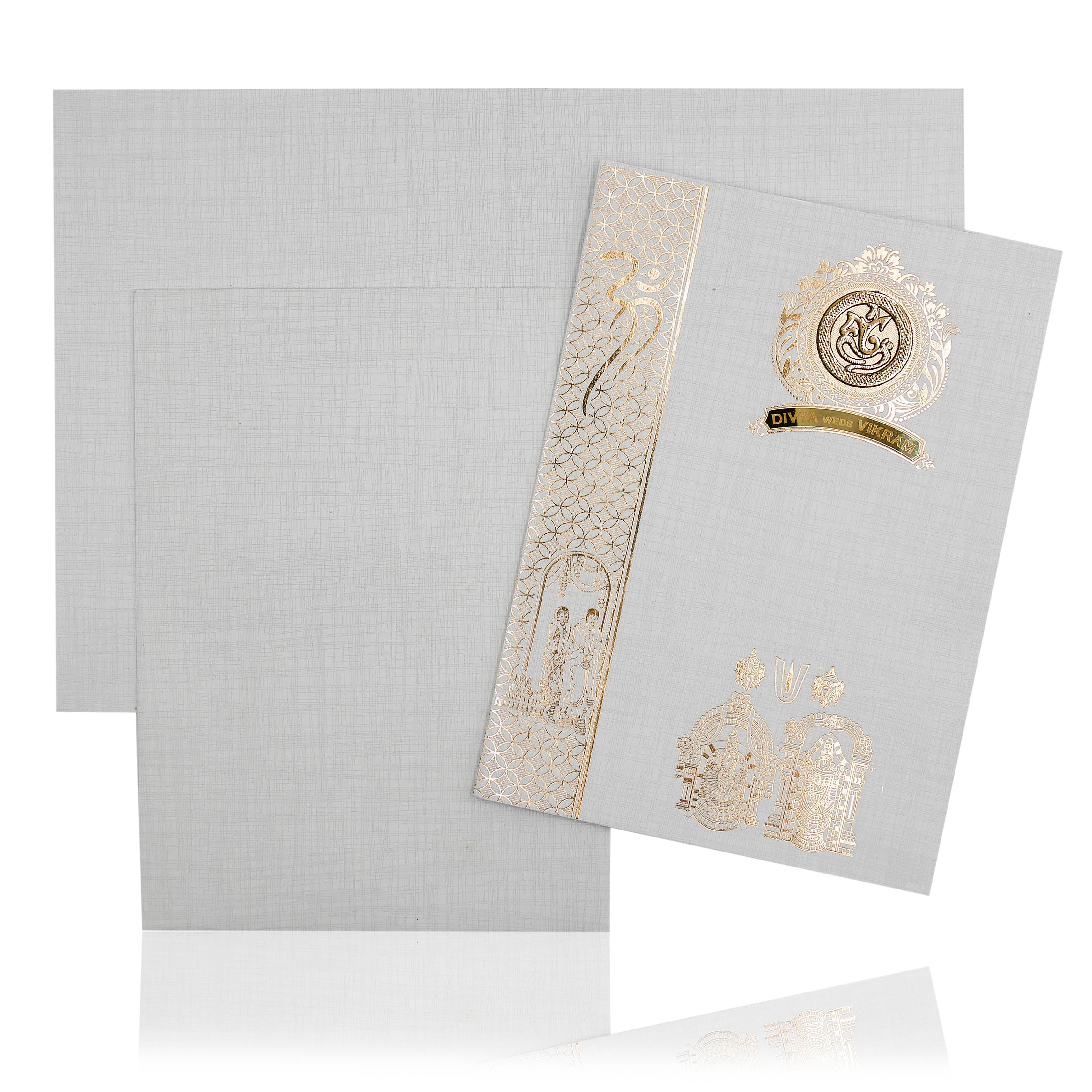 Grey Metallic Invitation Card-KNK1009GP
