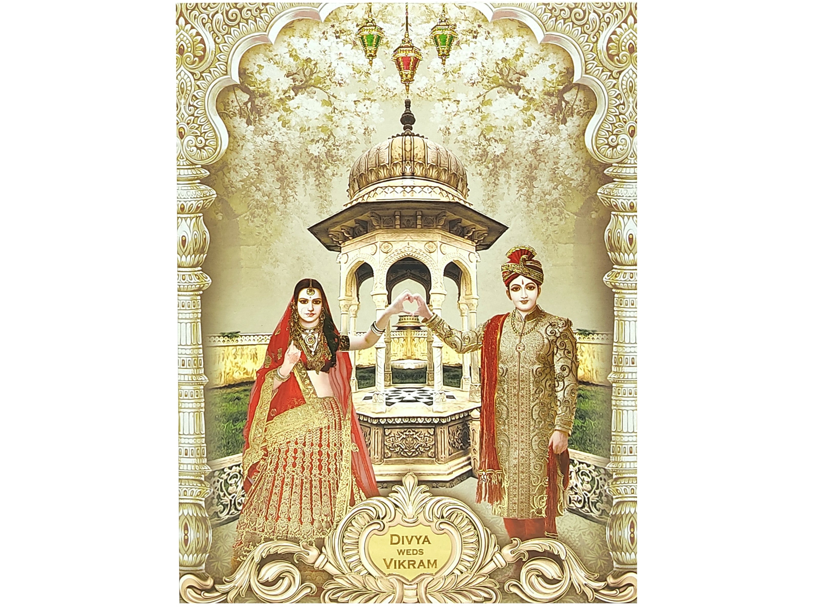 Bride And Groom Jumbo Offset Print Invitation Card-KNKJ1092-King of Cards
