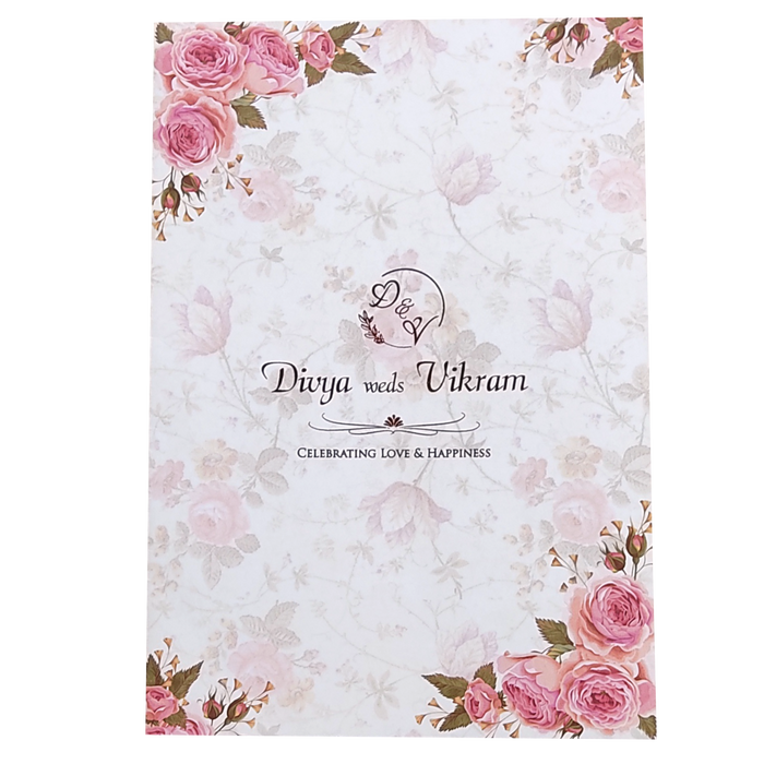 Pink Prince Paper Print Floral Invitation In Offset Print-King of Cards