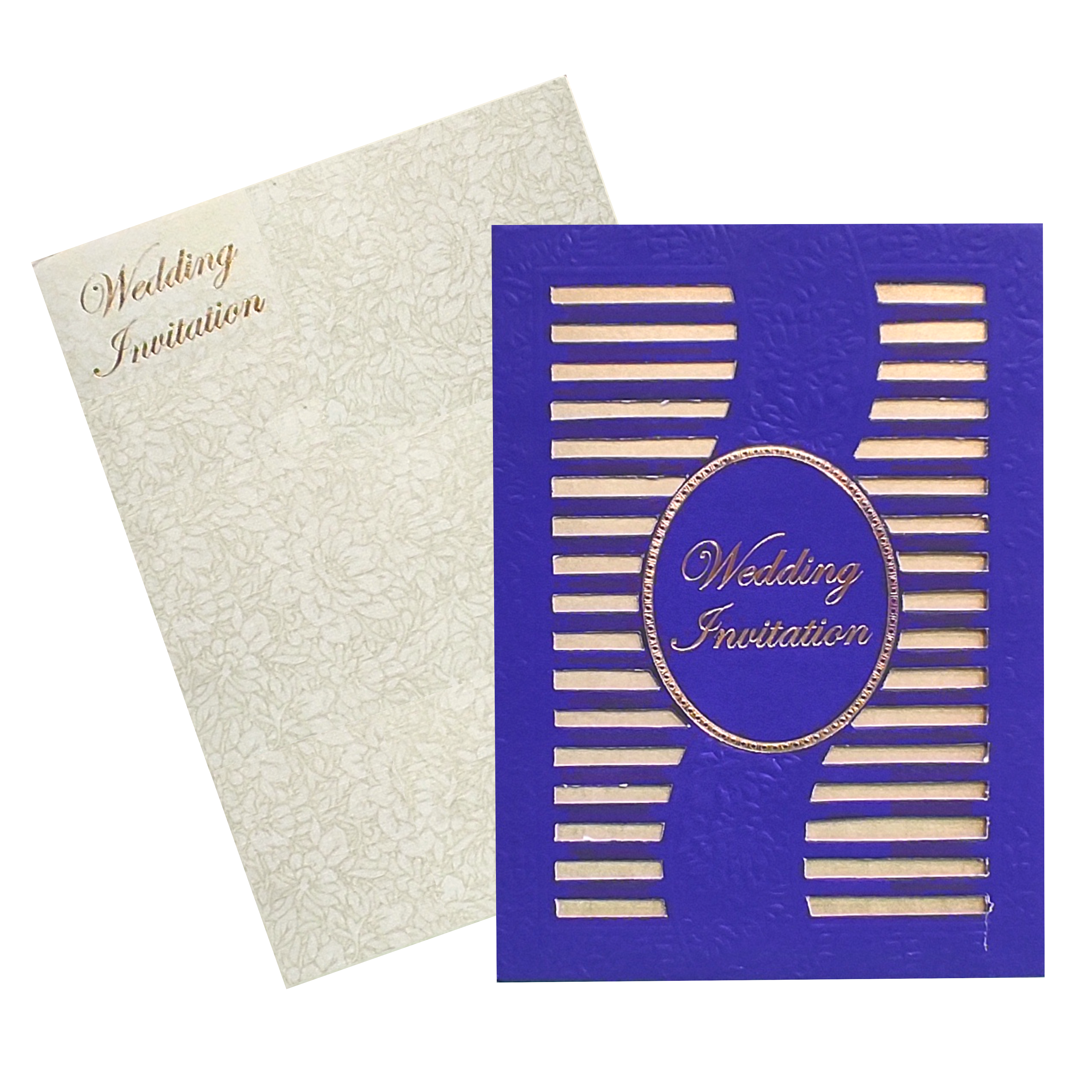 Classic Box type Cut Design With Violet Shading Wedding Card - KNK70240-King of Cards