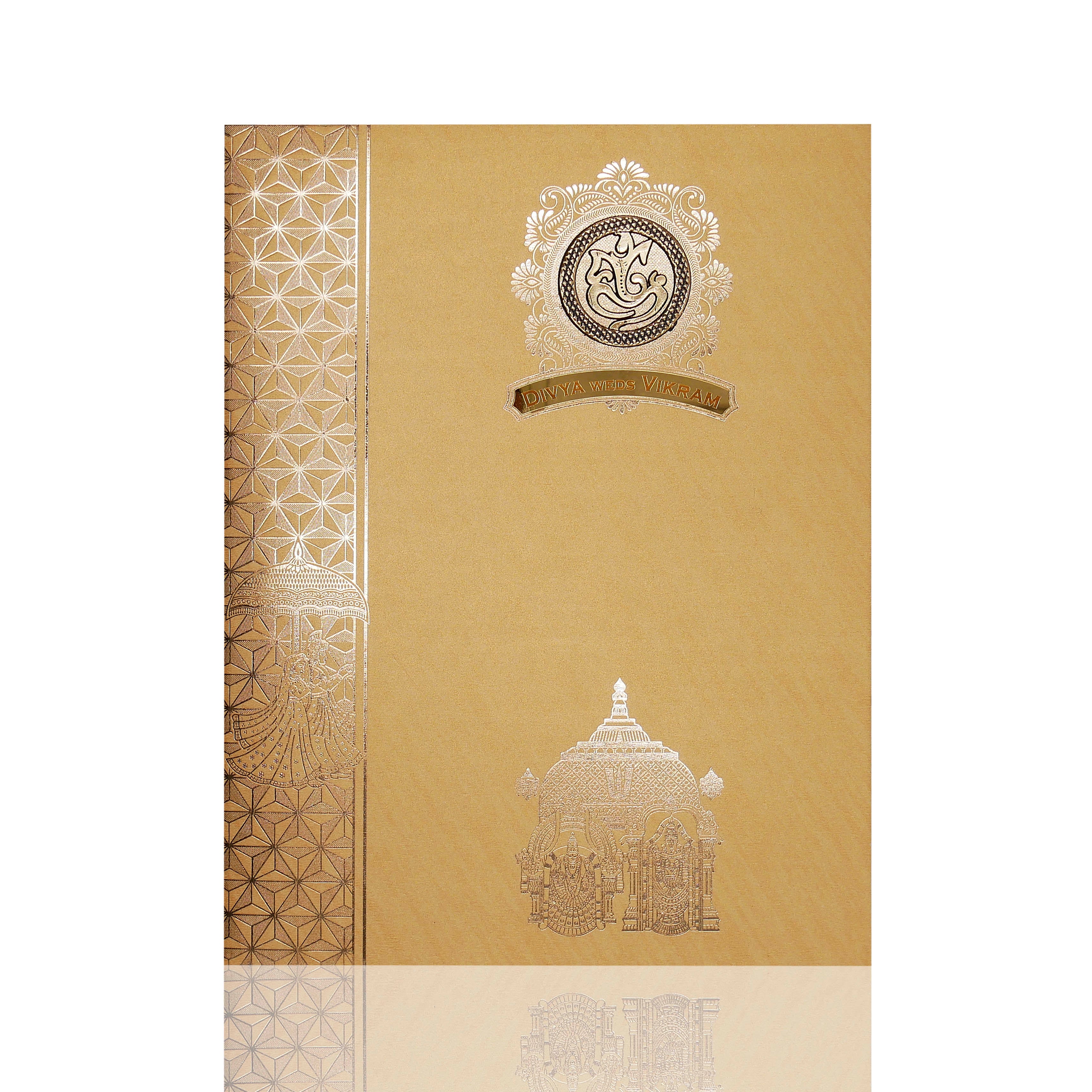 Brown Metallic Balaji And Padmavathi Design-KNR5701G-King of Cards