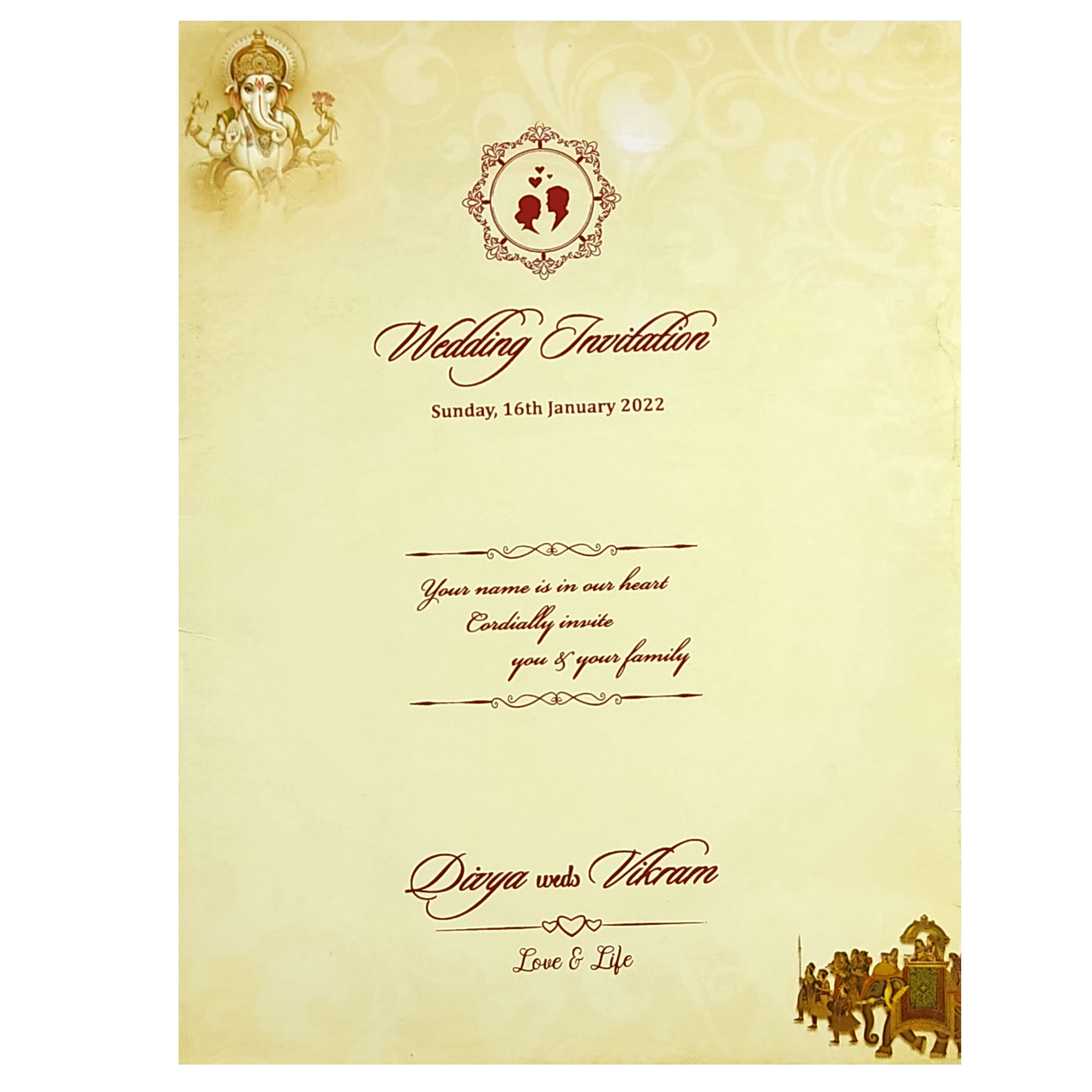 Yellow Padded Offset Ganesha And Baraat Print-KNPO9505Y