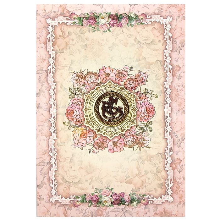 Pink Classic Paper Print Colourful Floral Wedding Anniversary Invitation Card-KNCP254P-King of Cards