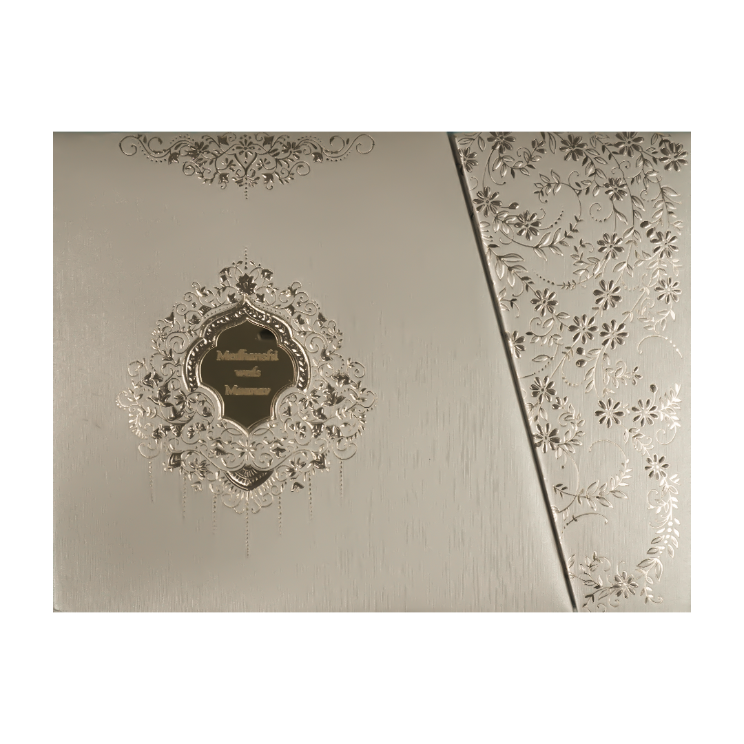 Grey Gold Padded Wedding Card-KSSC2110