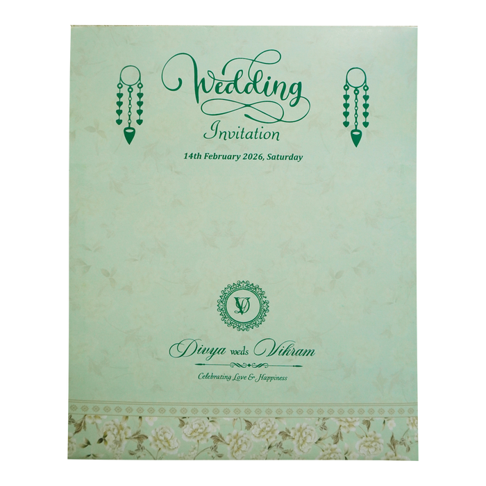 Pastel Green Floral Door-Style Invitation Card-King of Cards