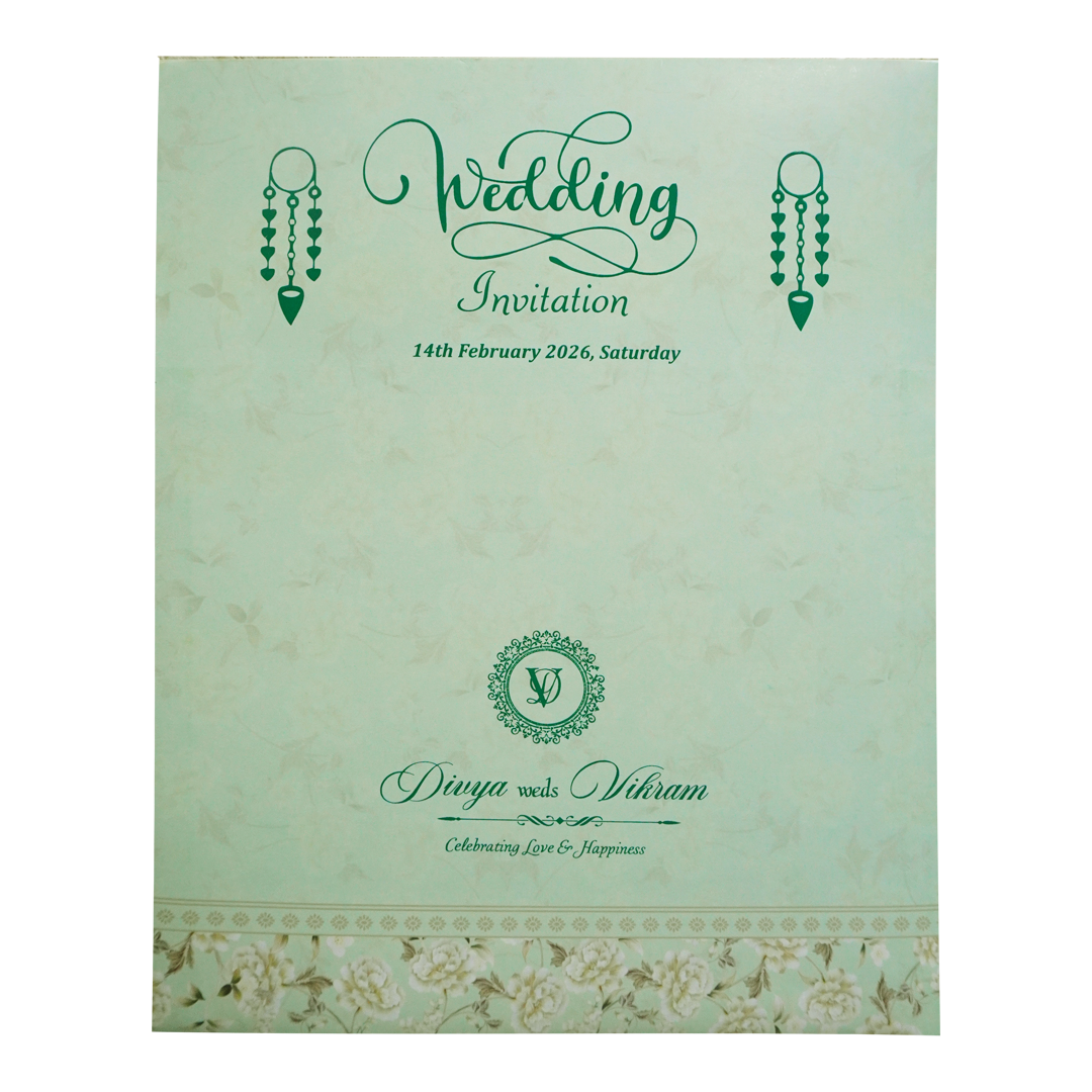Pastel Green Floral Door-Style Invitation Card-KNKJ1143