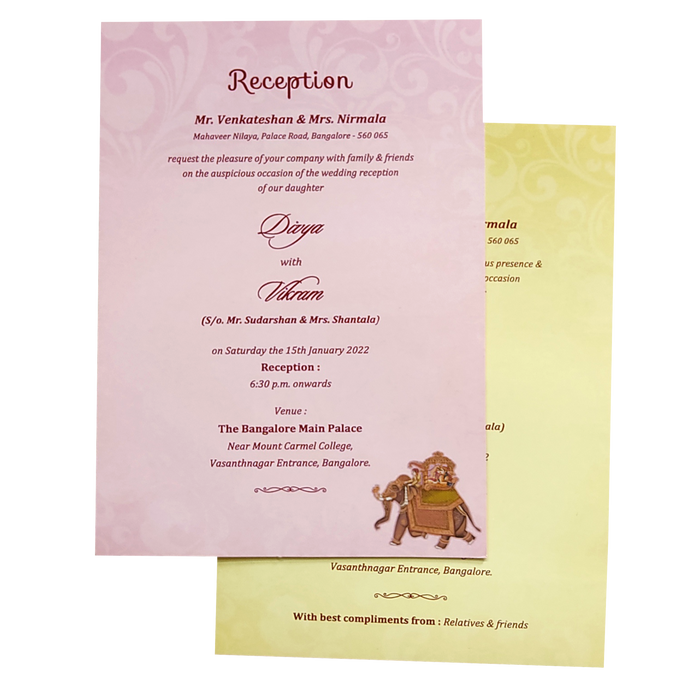 Yellow Padded Offset Ganesha And Baraat Print-KNPO9505Y-King of Cards