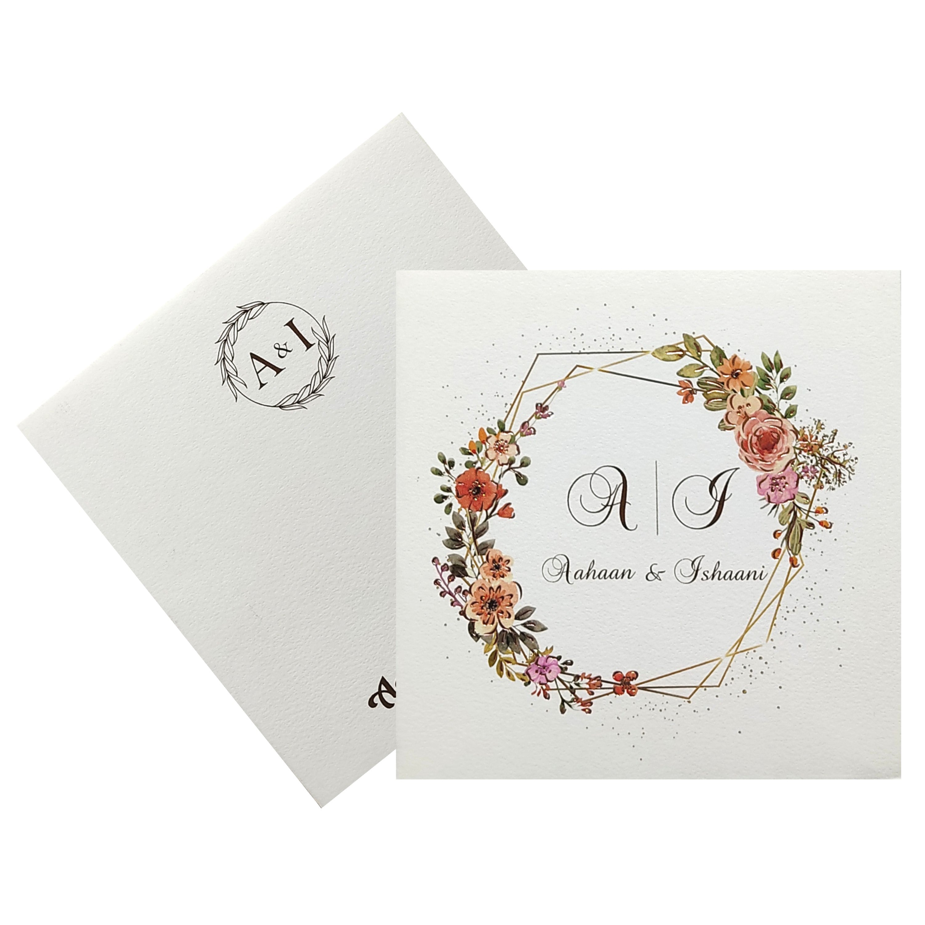 White Floral Invitation Card-KRC29191