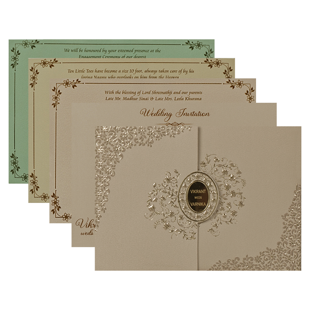 Pink Gold Ornate Floral Wedding Card-KSI64780