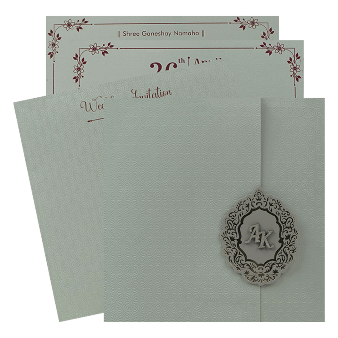 Grey Textured Wedding Card-KSI65090