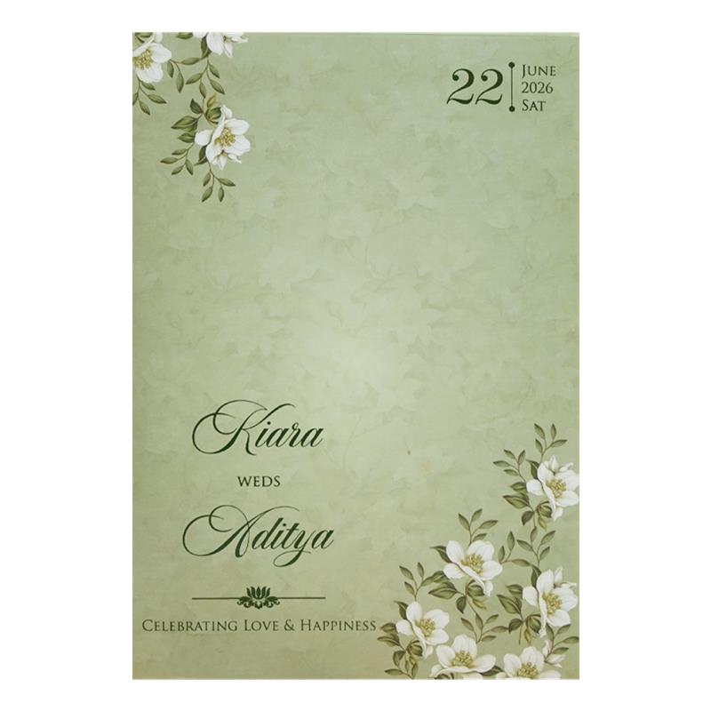 Green Floral Arch Laser-Cut Wedding Card - KFR16130