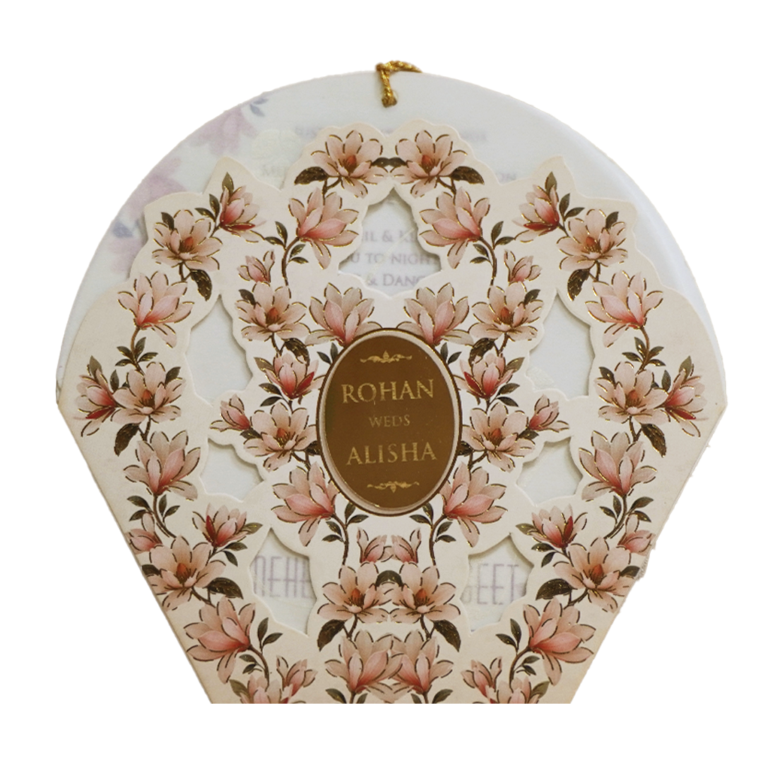 Ivory Cream Floral Laser-cut Wedding Card - KFR16180