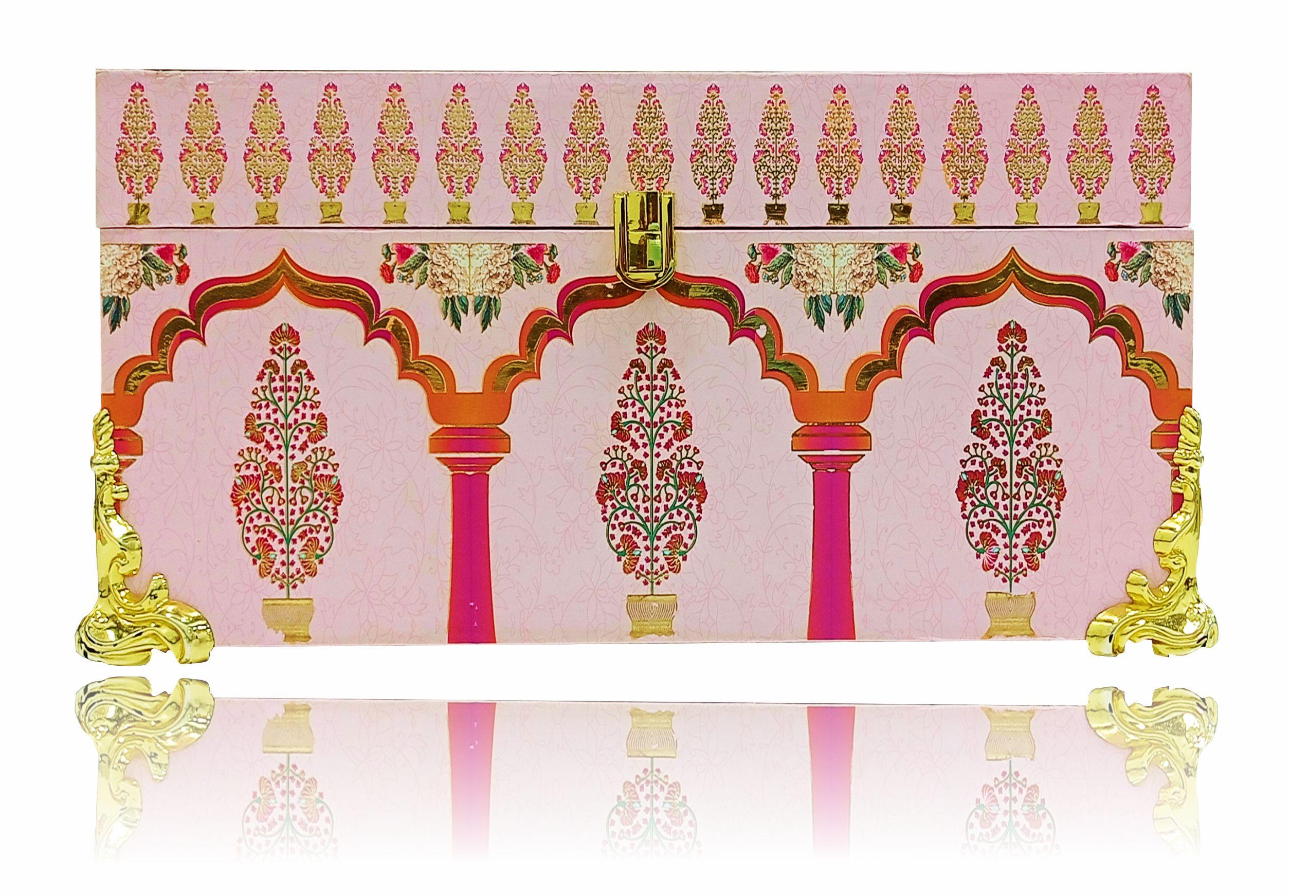 Pink Ultra Premium Floral Box Invitation With Sweets Containers-KNKUP003