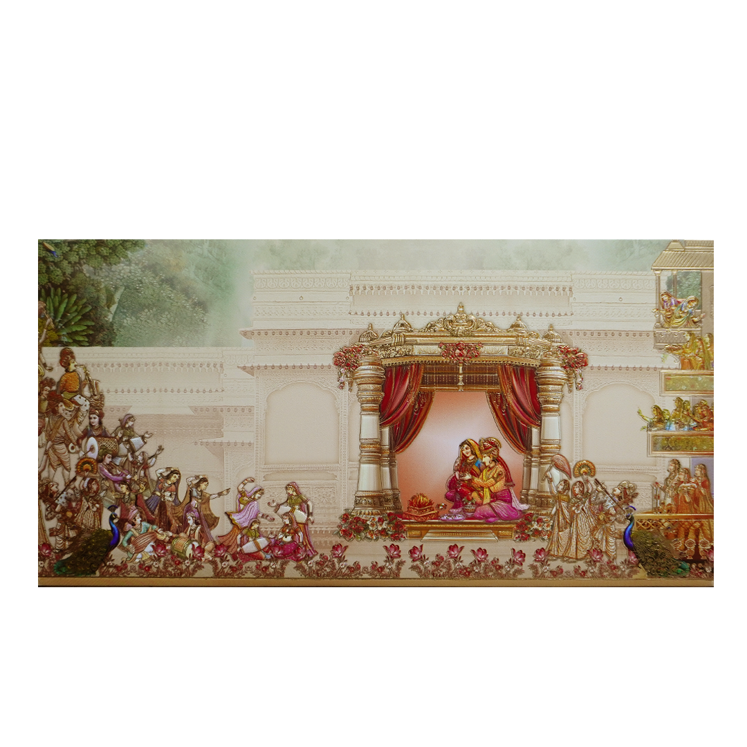 Cream Mandap Themed Wedding Invitation Card-KPR24690