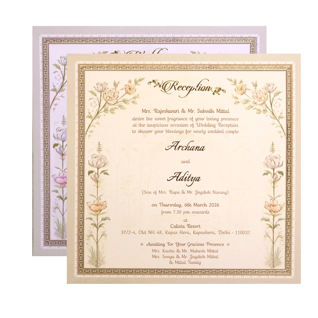 Grey & Gold 3D Padded Elephant Procession Wedding Card-KMMEX8060