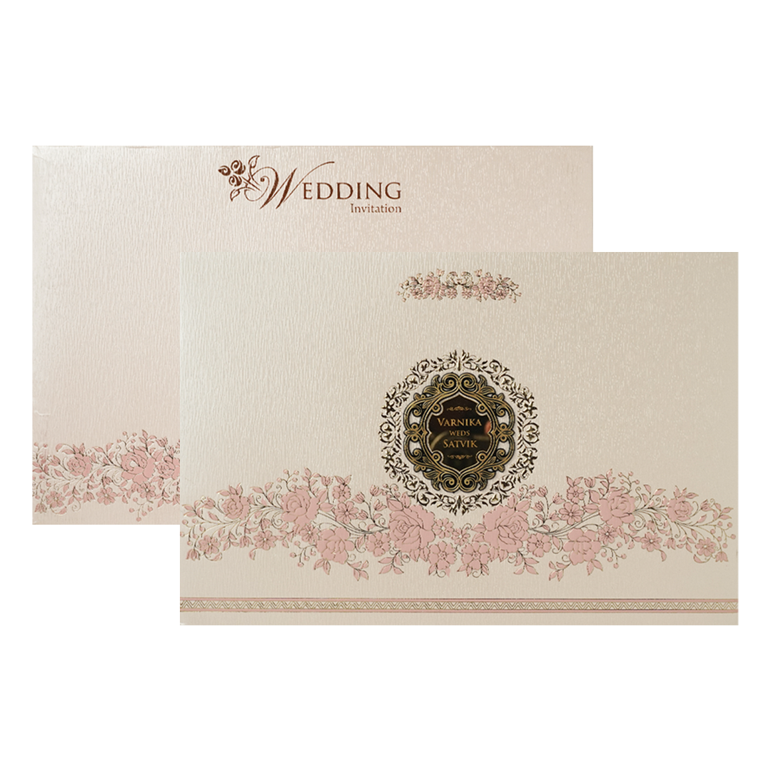 Pink Floral Padded Wedding Card-KSSC2370