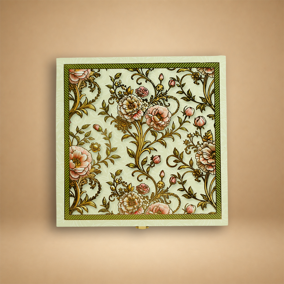 White Elegant Floral Luxury Sweet Jar Box - KBX27017