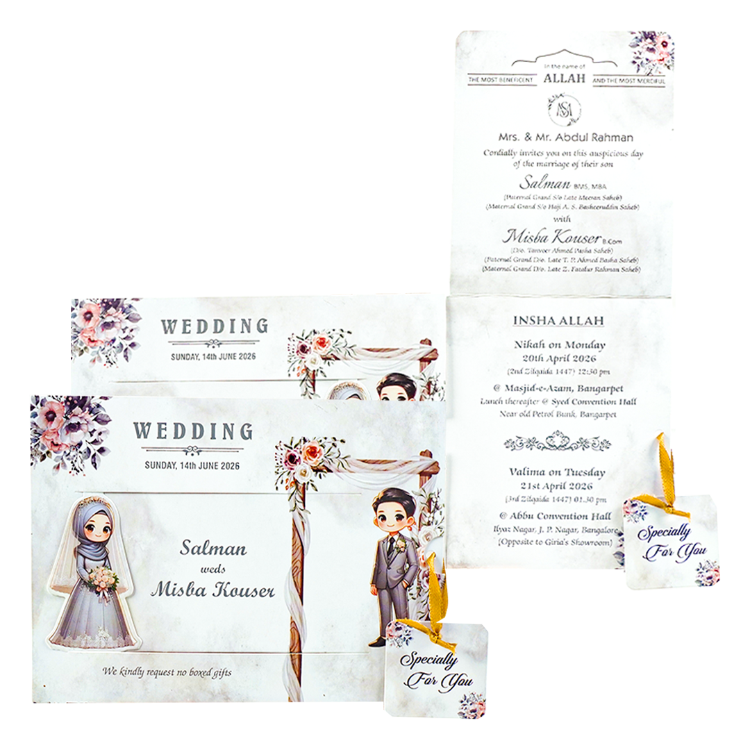 White Floral Couple Slide Invitation Card-KNKSP759