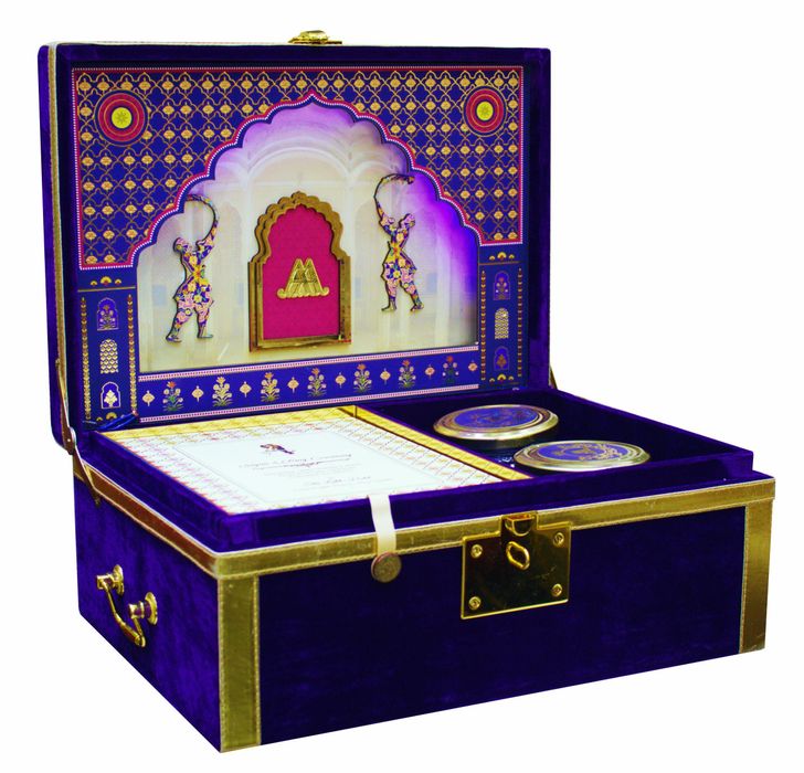 Violet Ultra Premium Velvet Invitation Box With Scodix Print-KNKUP010-King of Cards