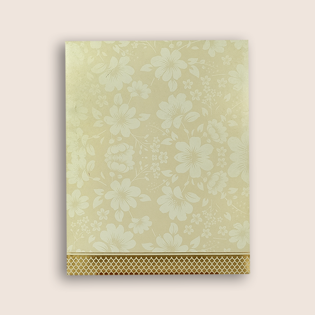 White Embossed Floral Wedding Cards-KNJS2060