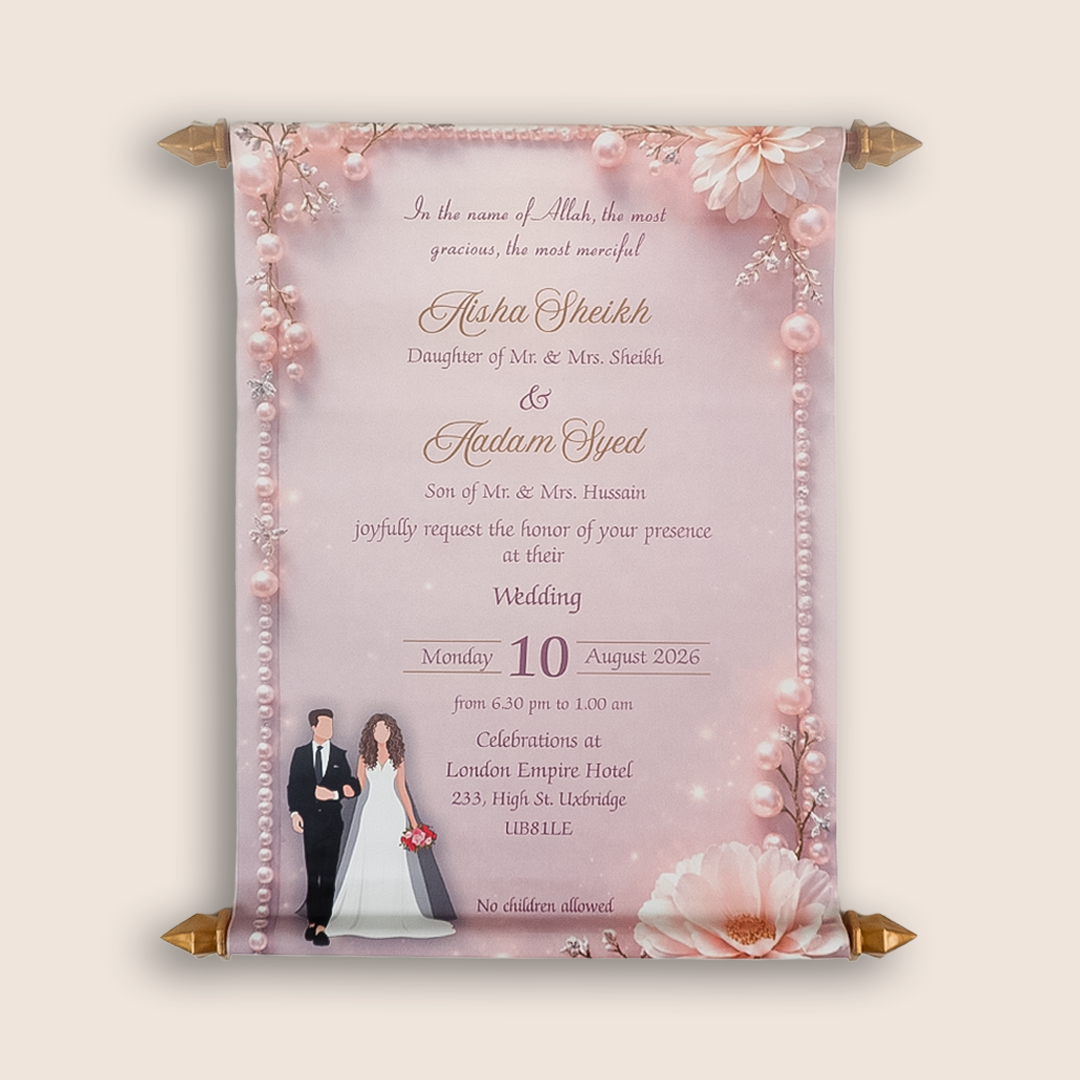 Pink Scroll Wedding Card Box Set - KVR106