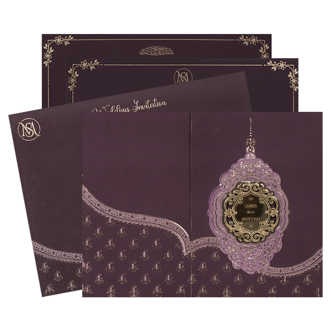 Purple Gold Floral Wedding Card-KSI65110