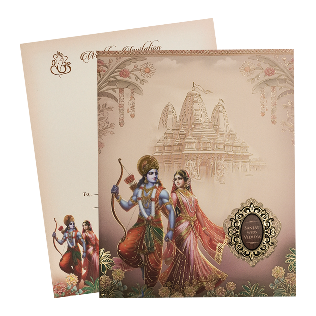 Rama Sita Temple Themed Wedding Card-KSH72320