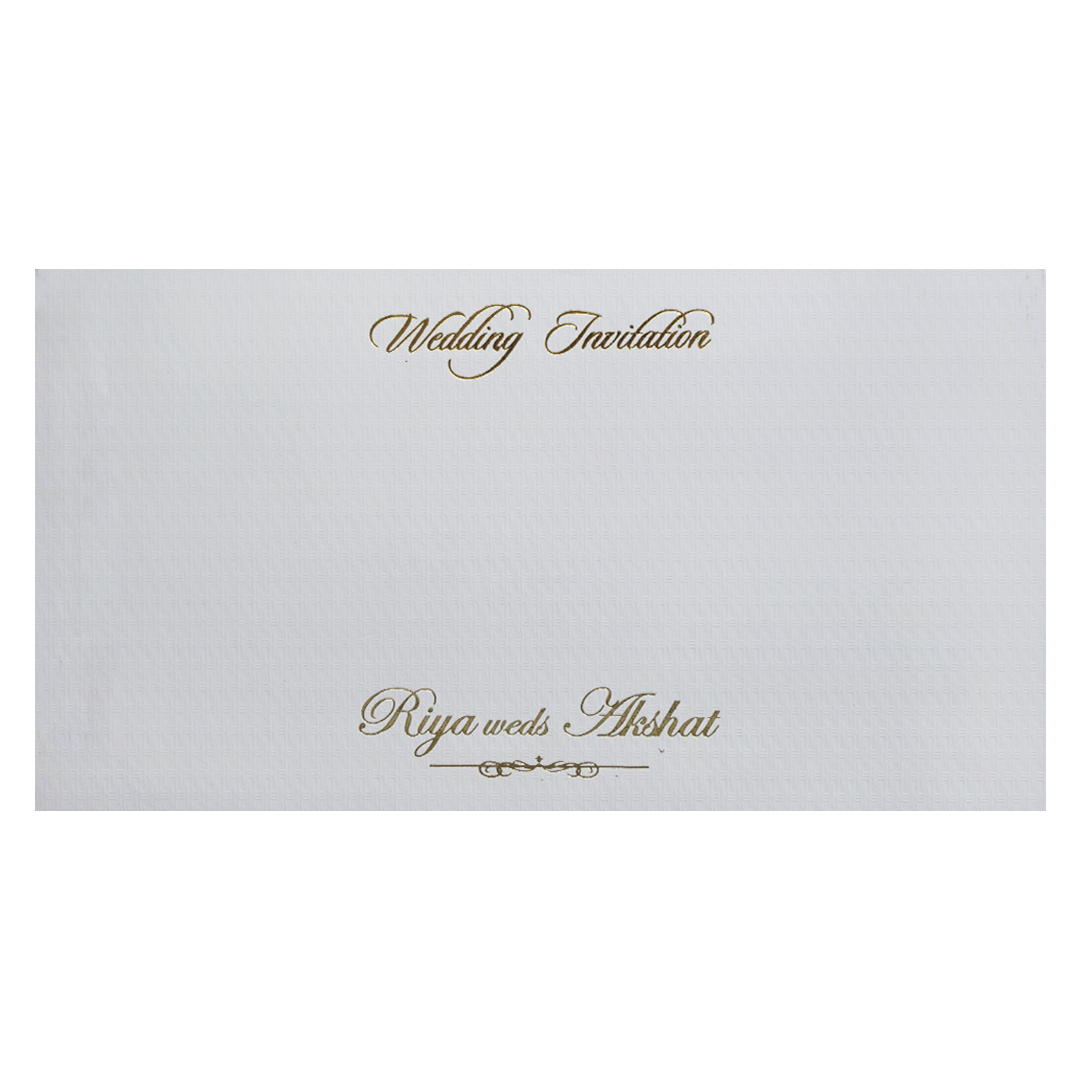 White Minimal Padded Classic Wedding Card - KMMWD1130