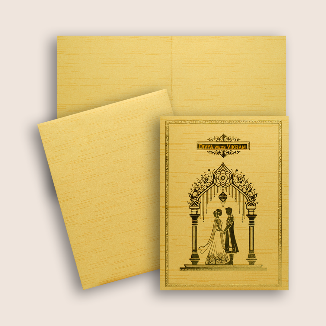 Gold Floral Arch Wedding Invitation - KNRM7081G
