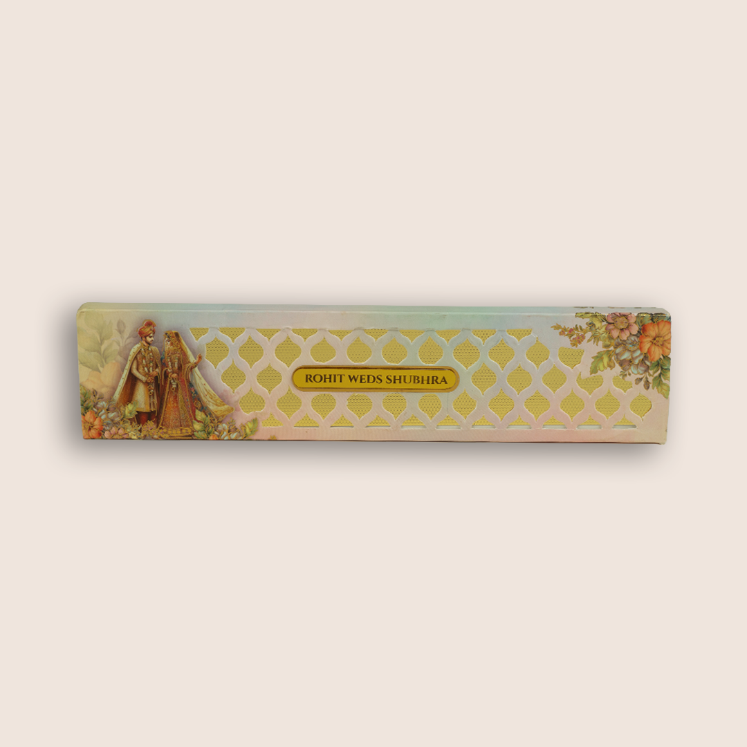 Pastel Pink Bride Groom Laser Cut Scroll Box Card - KJPS2907