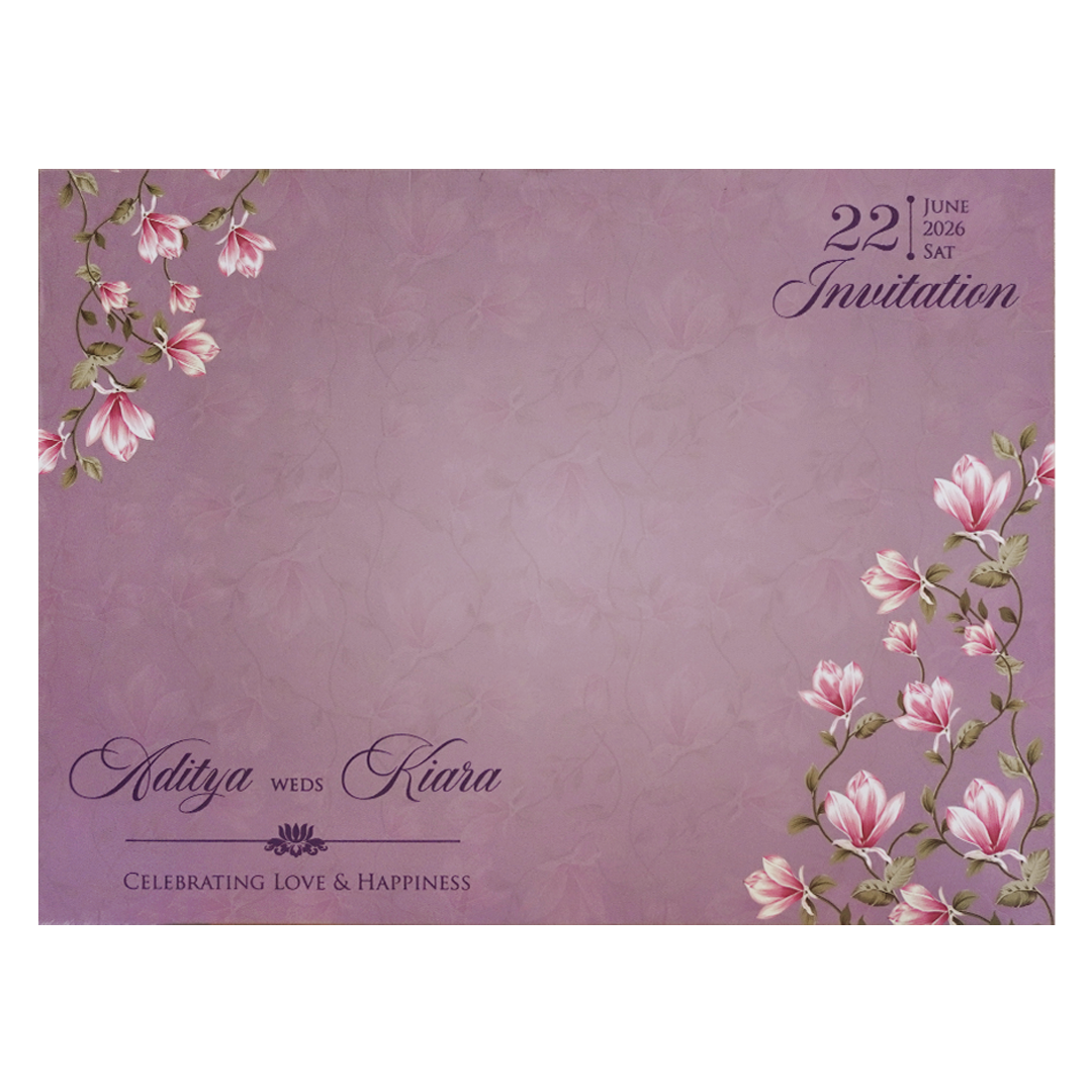 Lavender Lilly Flower MDF Laser Cut Wedding Card - KFR16080