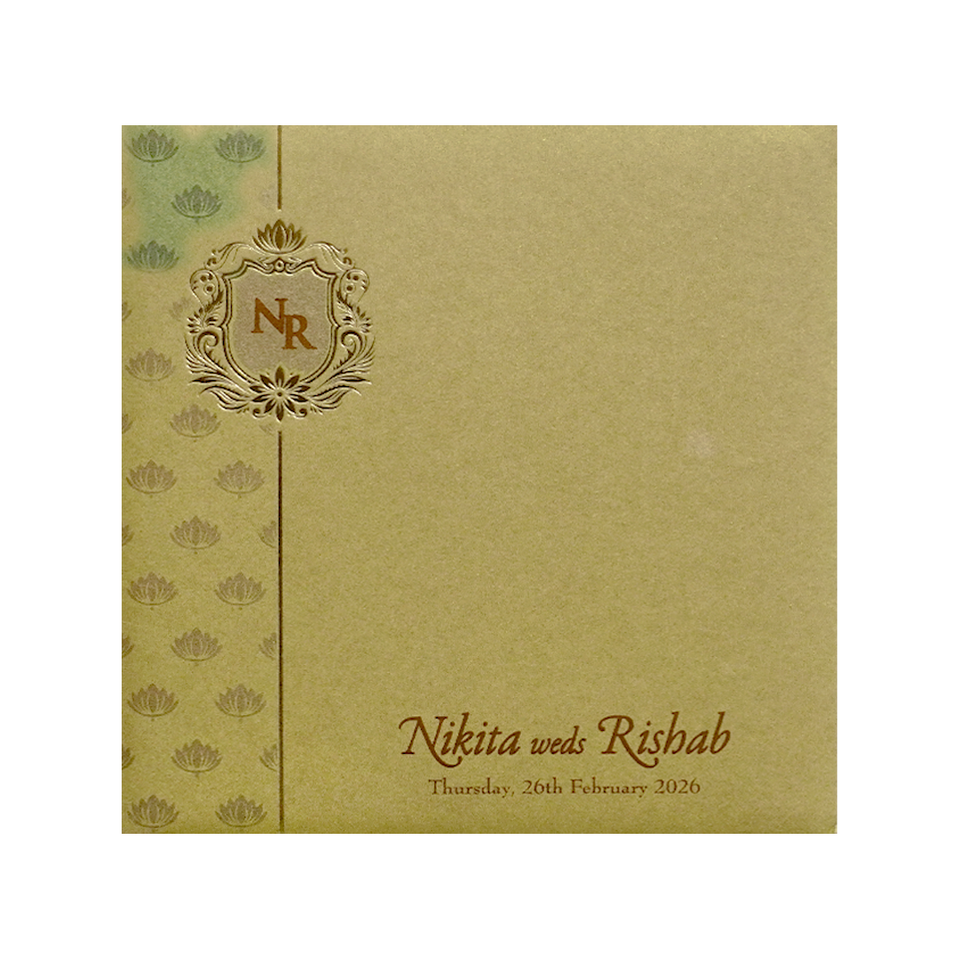 Gold Lotus Pattern Wedding Invitation Card-KPR06190