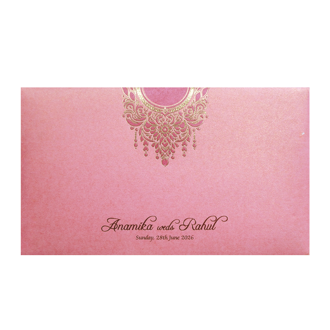 Pink Gold Mandala Cutout Wedding Card-KPR06350