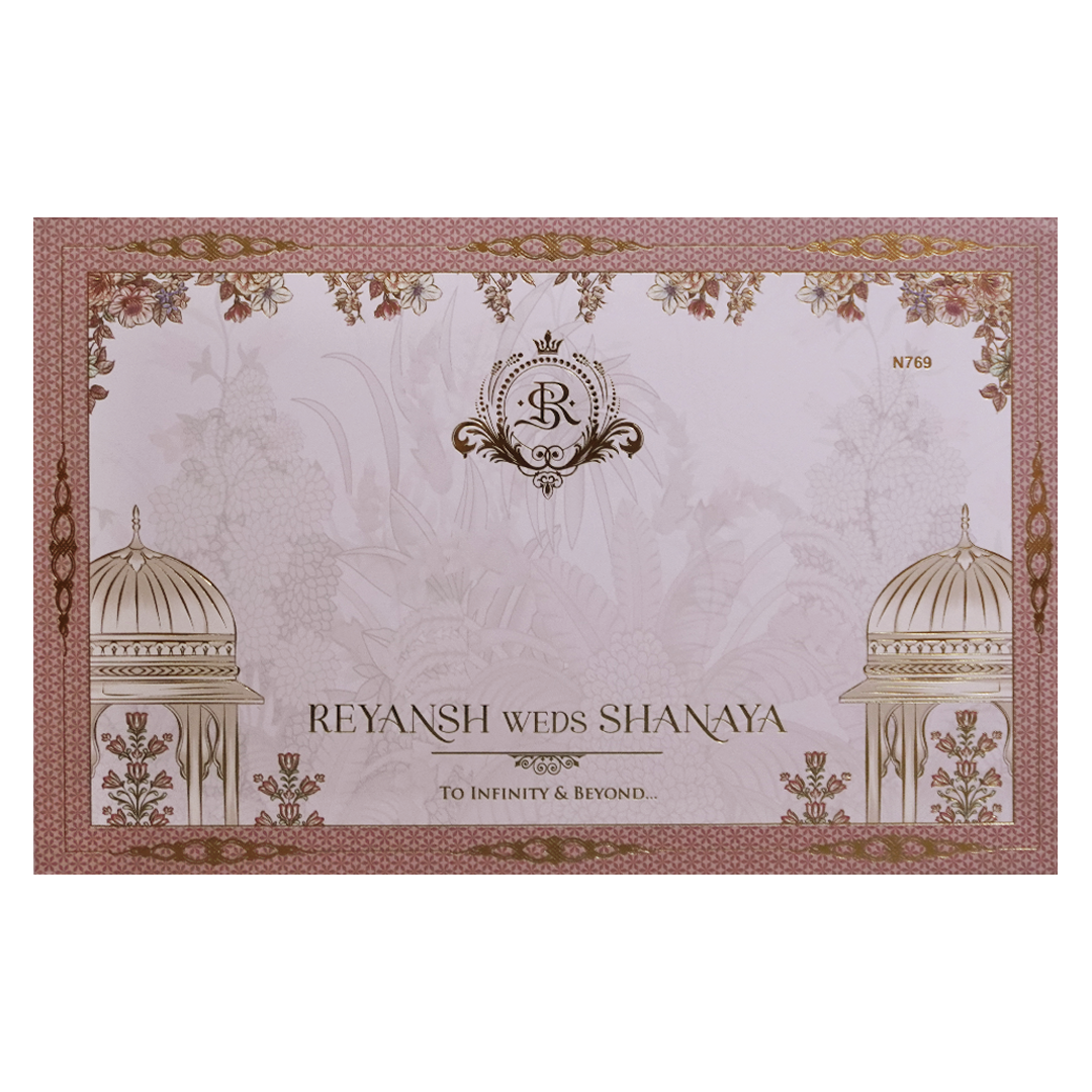 Royal Pink Couple Padded Wedding Card - KVN07690