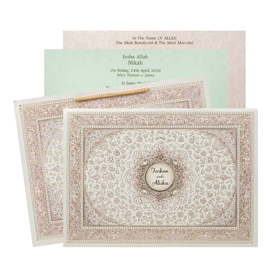 Pink Gold Mandala Bag Style Wedding Card-KSI65150