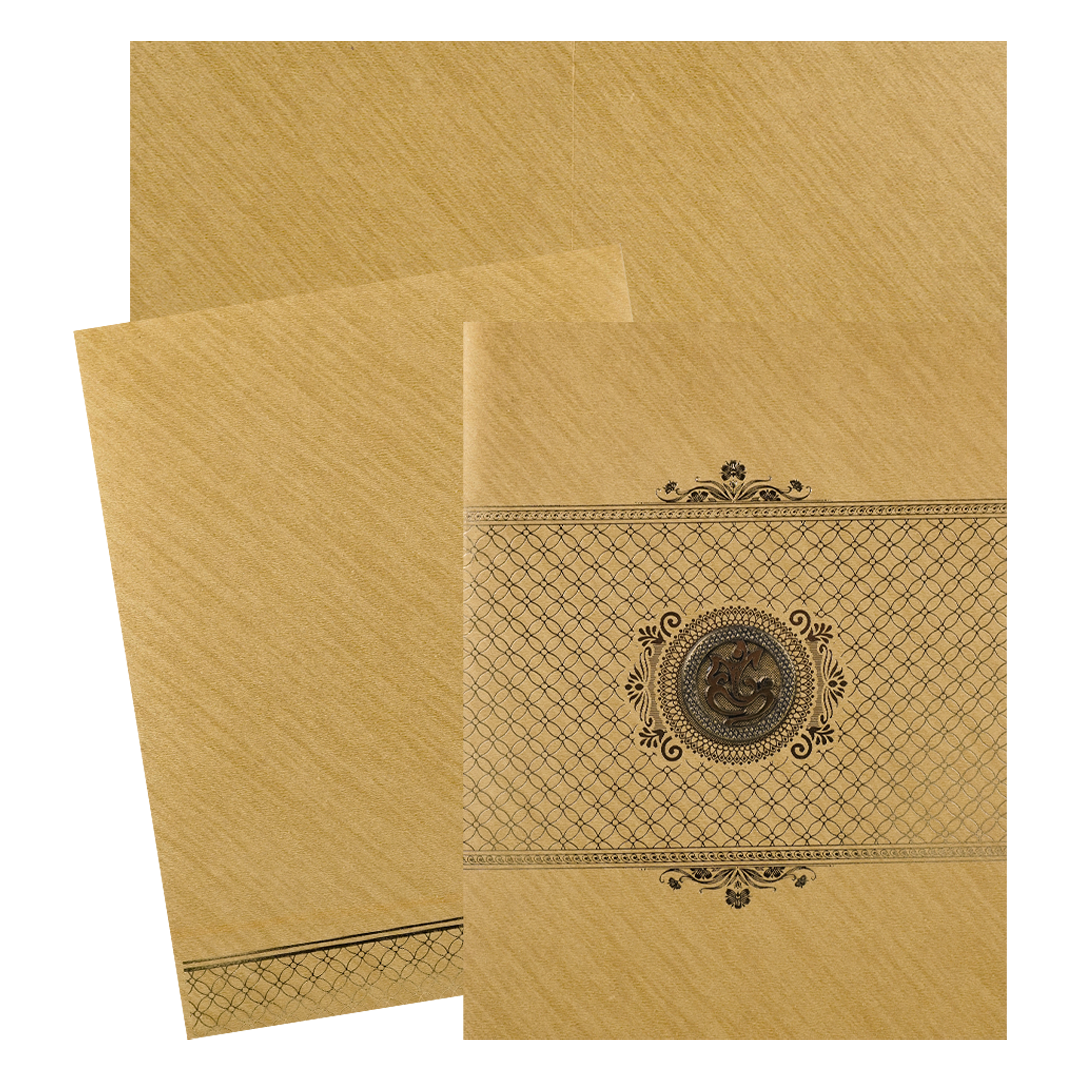 Classic Gold Ganesha Wedding Card-KNR5035G