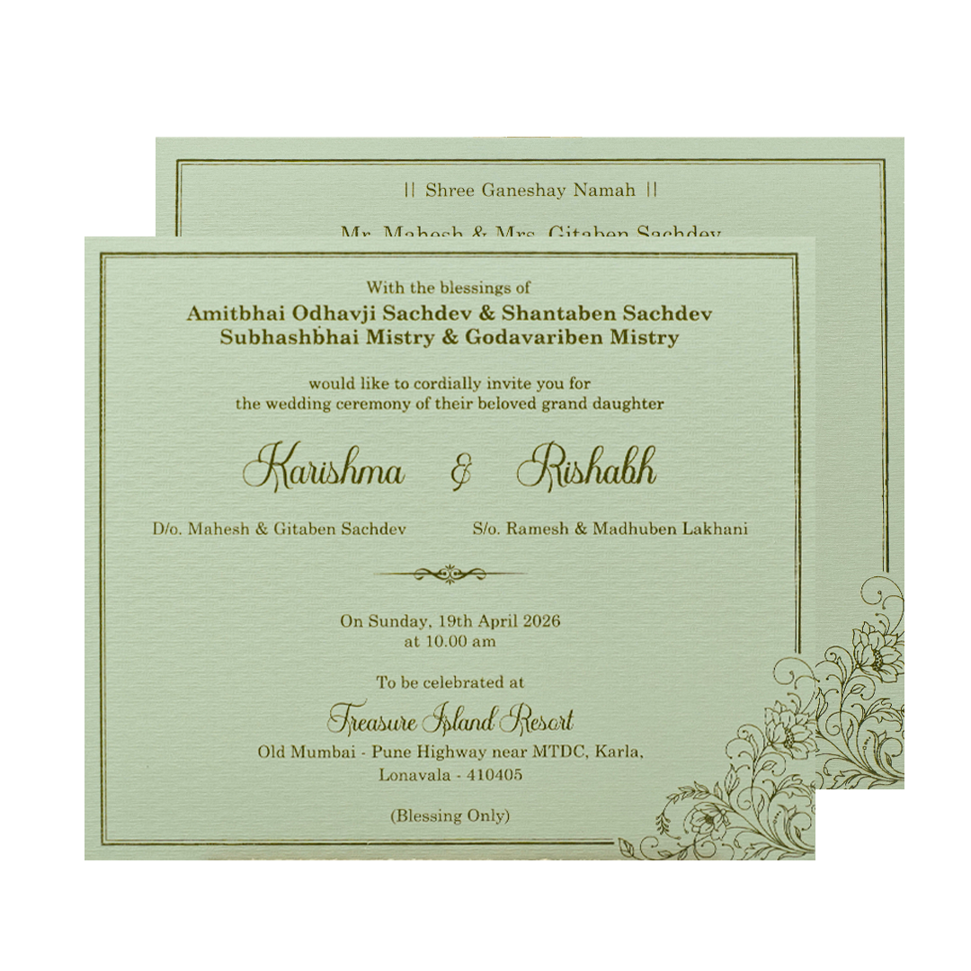 Green Leaf Wedding Card-KSI64910