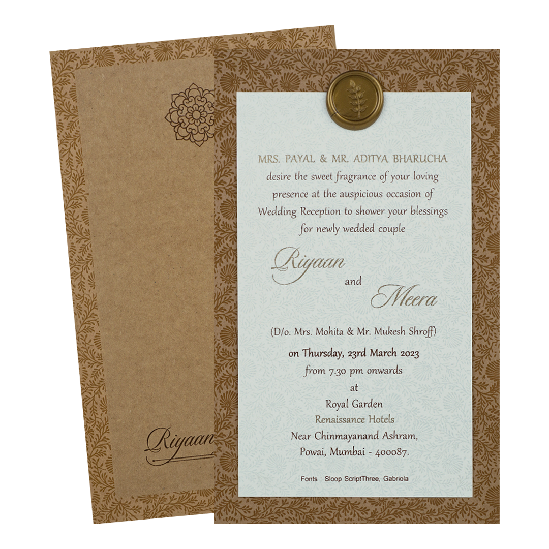 Brown Floral Single Sheet Wedding Card-KRCS8090