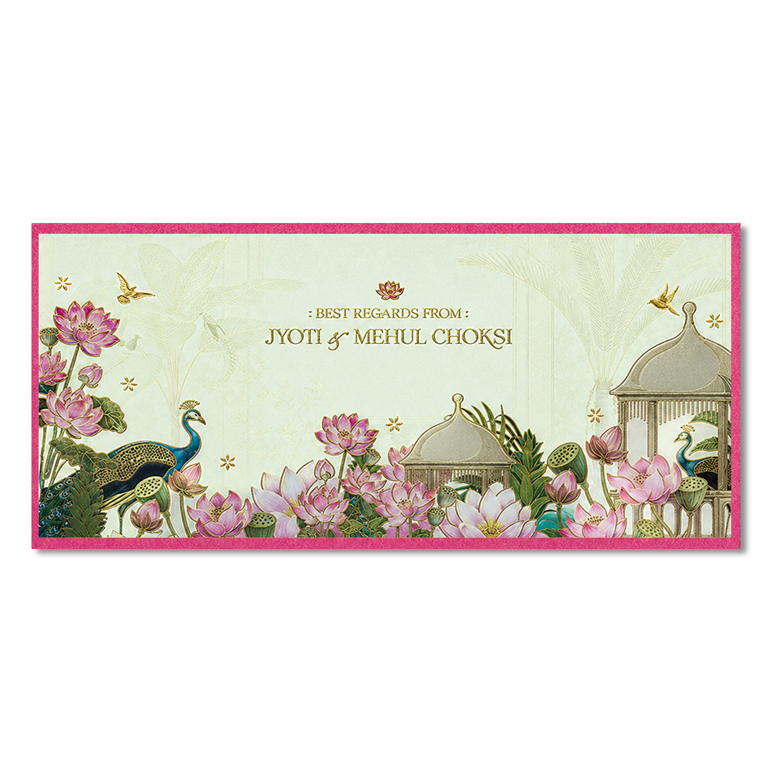 Pink Peacock Lotus Money Envelope - KJTSMEG3