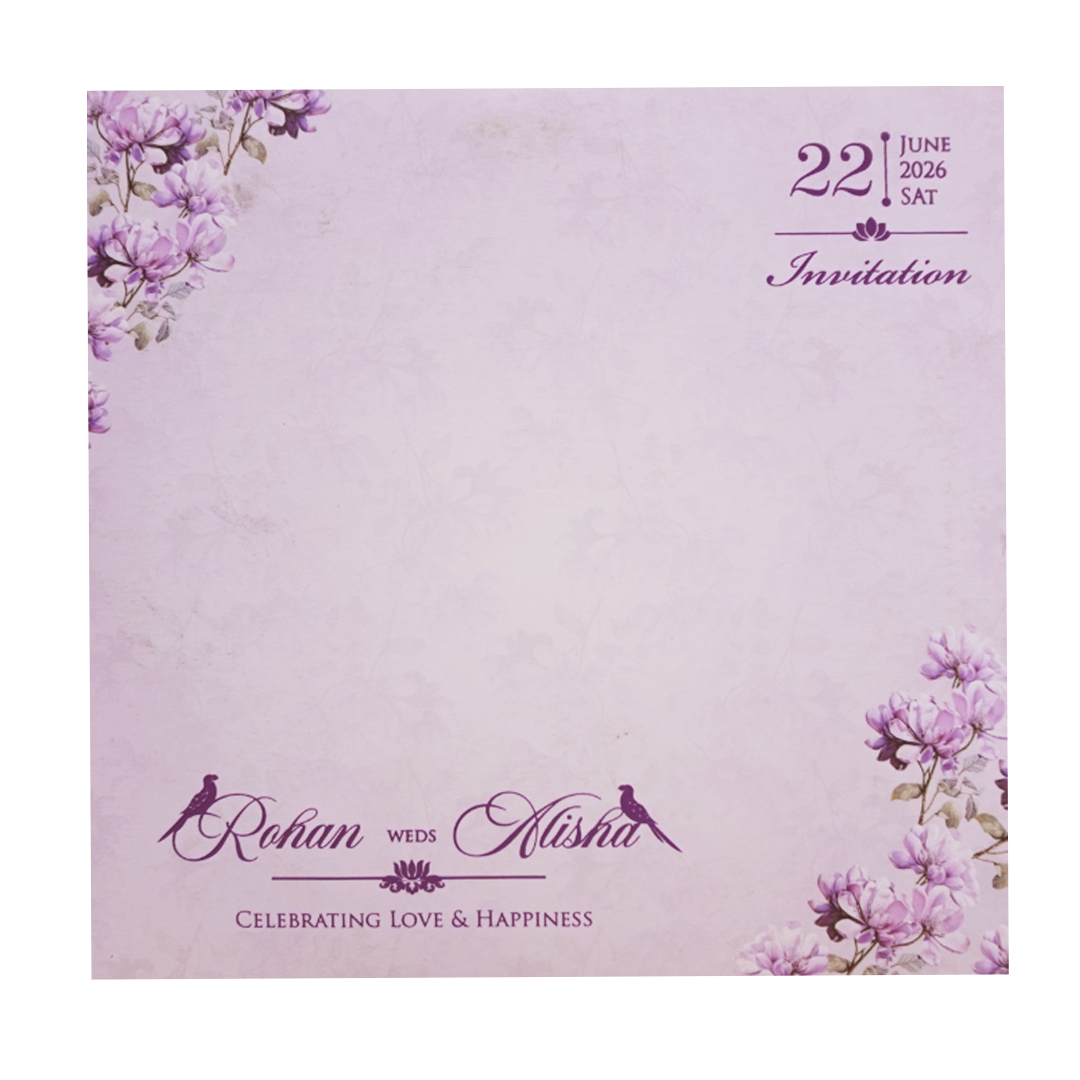 Ivory Lavender Floral Laser-cut Wedding Card - KFR15160