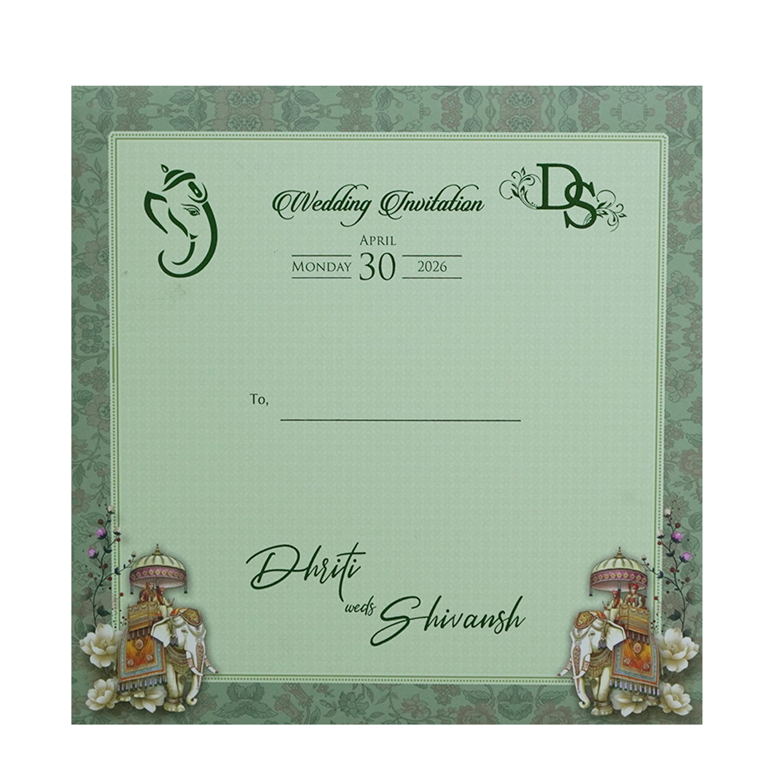 Green Palace Padded Wedding Card - KSH72720